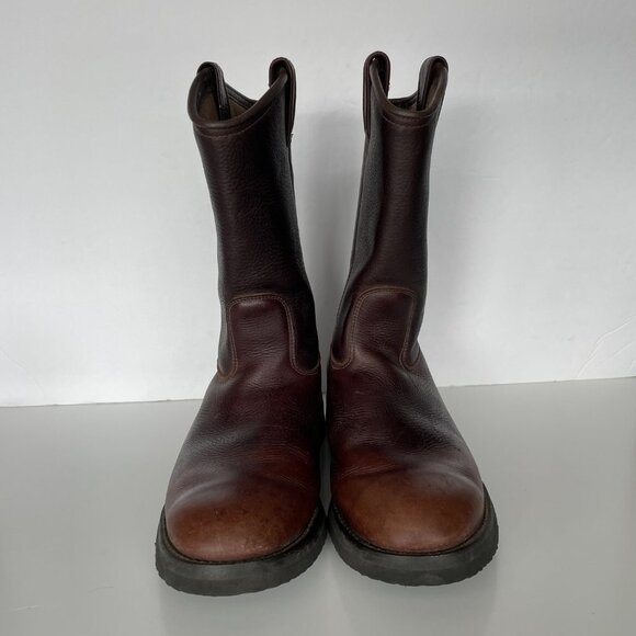 Brown Leather Combat Boots with Slip-On Design - Picture 3 of 11